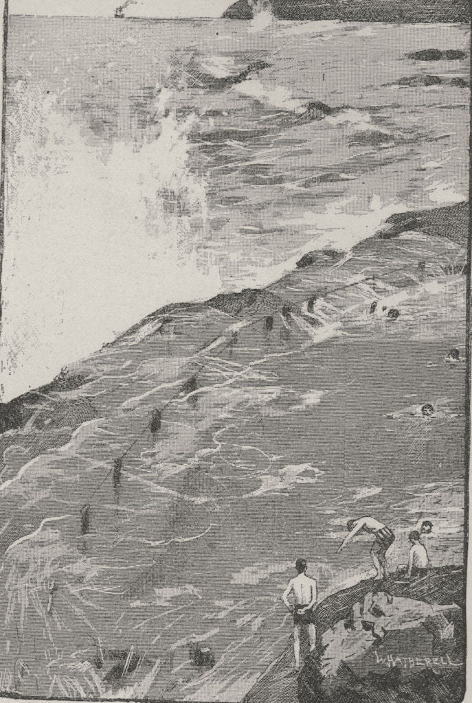 The Bathing Place, Newcastle. The Hunter Valley. Australia 1890 old print